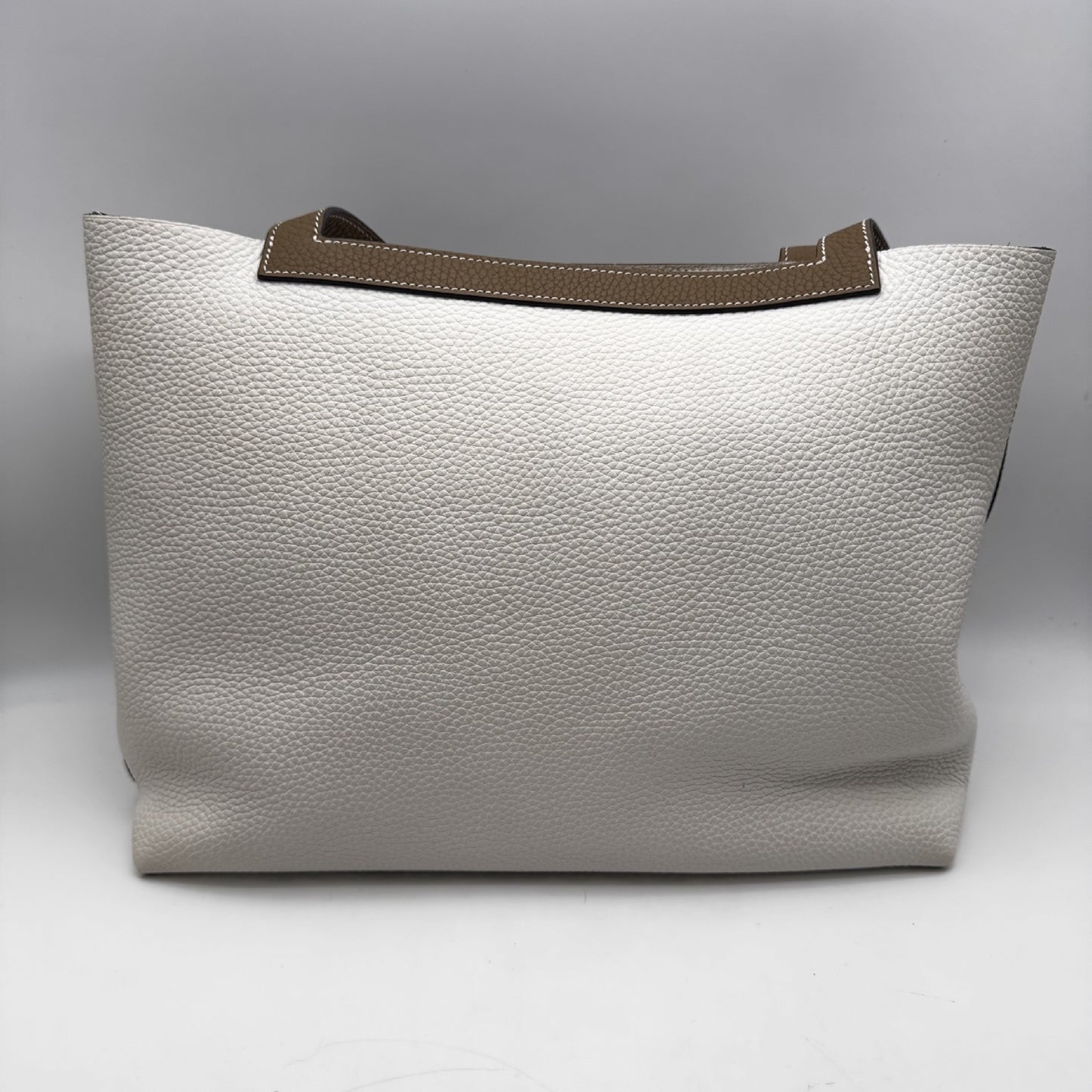 HERMES Cabaseri Color Name/New White Etoupe W31 Box Bag Tag Tote Bag