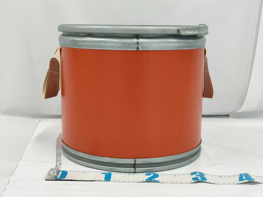 HERMES H800108E Saddle Box, Orange and Silver, for storing small items, saddlery, and other accessories.