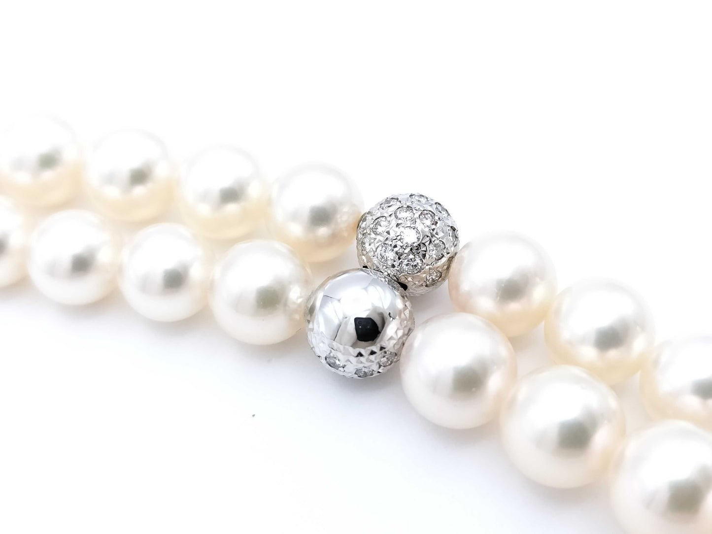 TASAKI Pearl Necklace, 5.2mm-8.5mm Diameter, 0.62ct, 18K White Gold, 61.1g