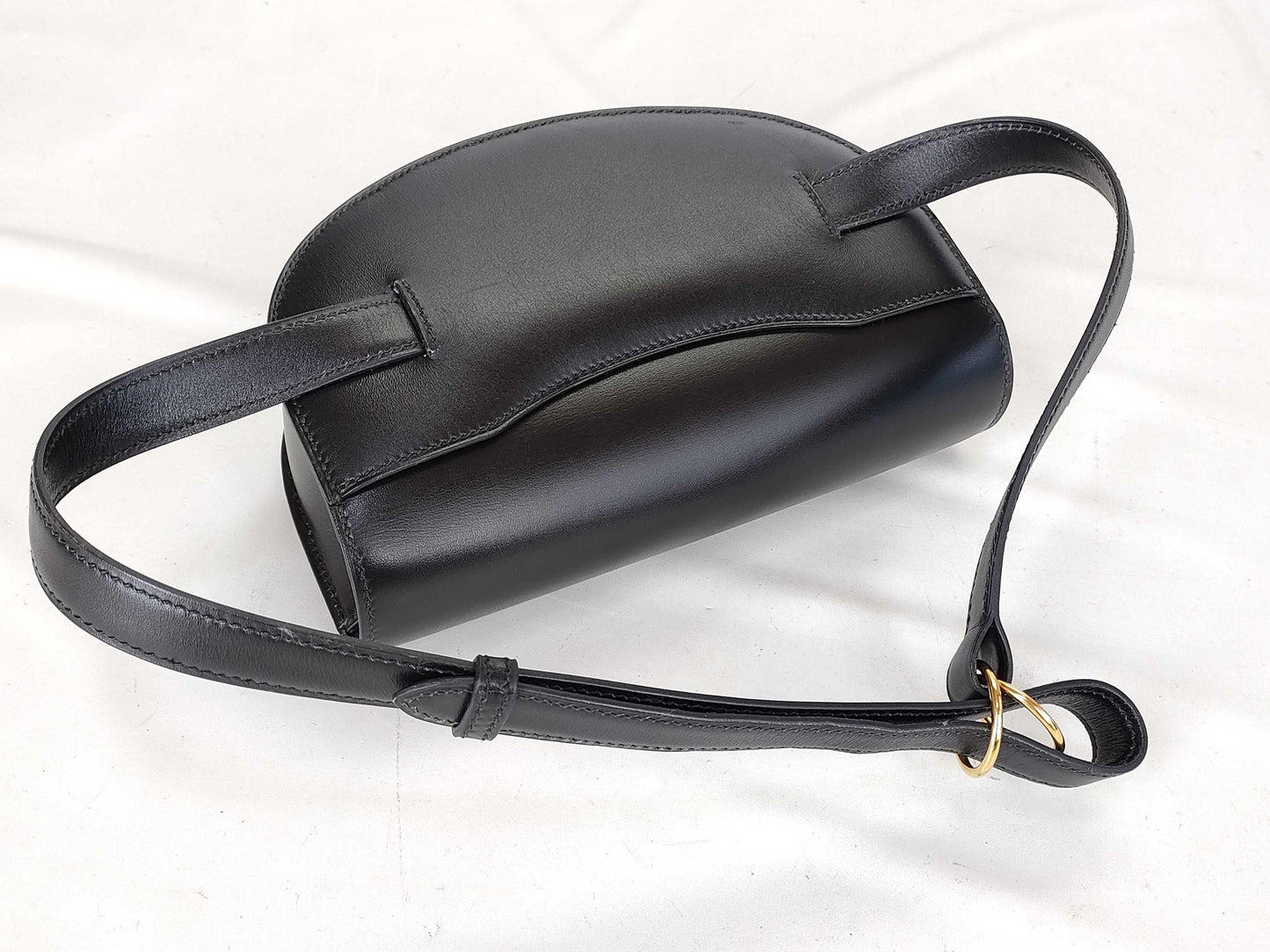 HERMES Black Box Calf Waist Bag with 〇Y Stamp