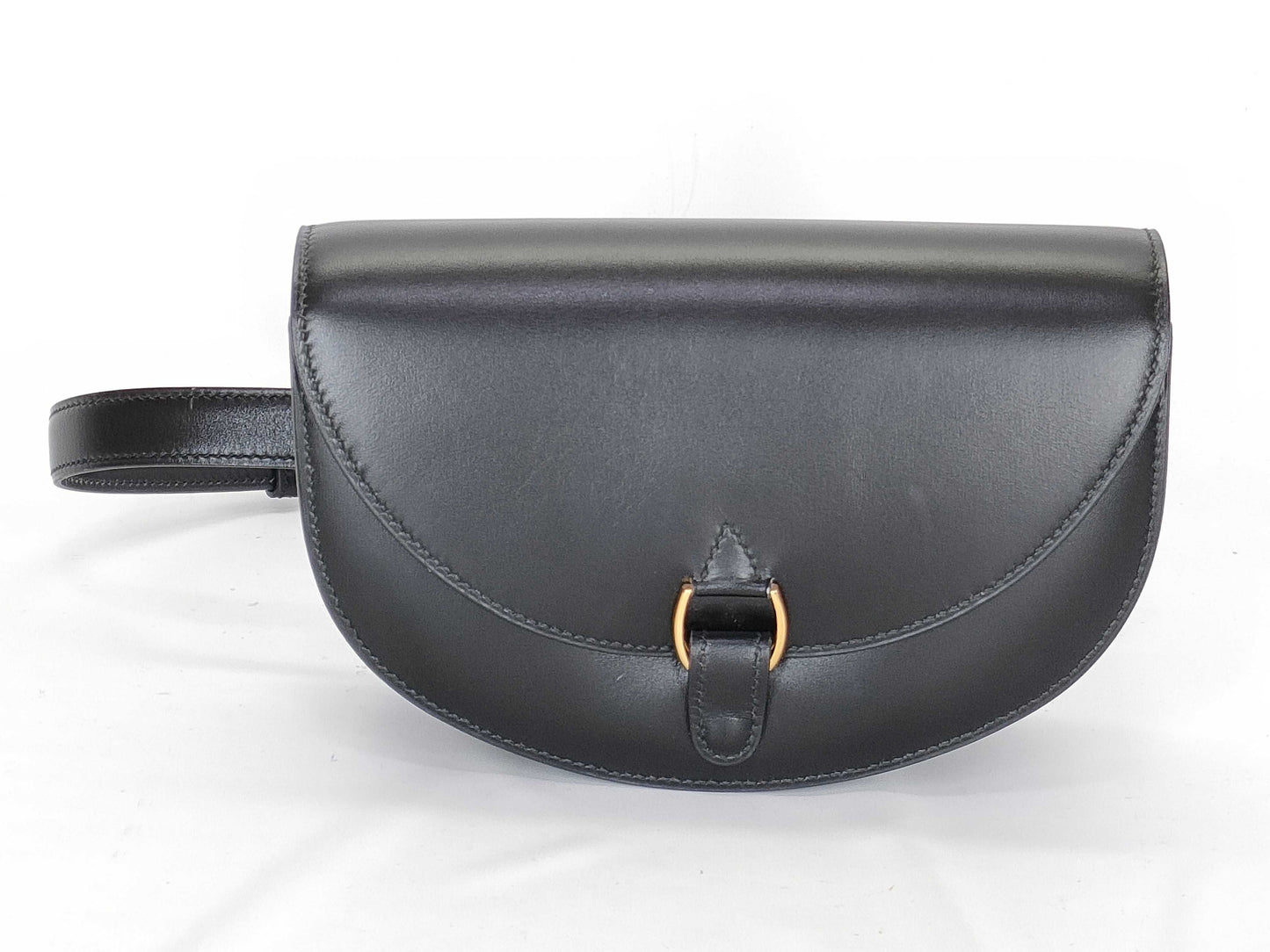 HERMES Black Box Calf Waist Bag with 〇Y Stamp