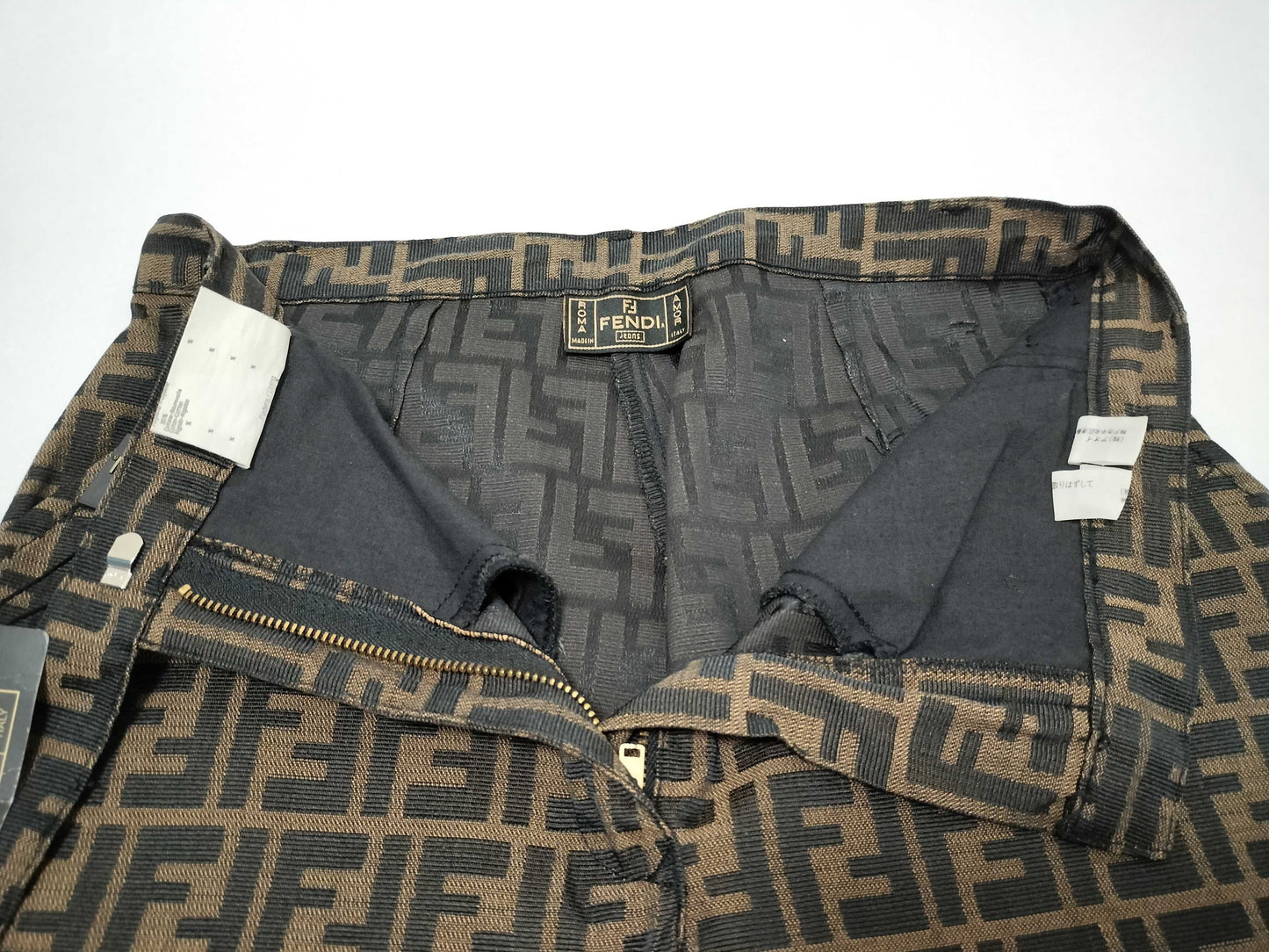 FENDI Zucca print pants, size 42, with tags.