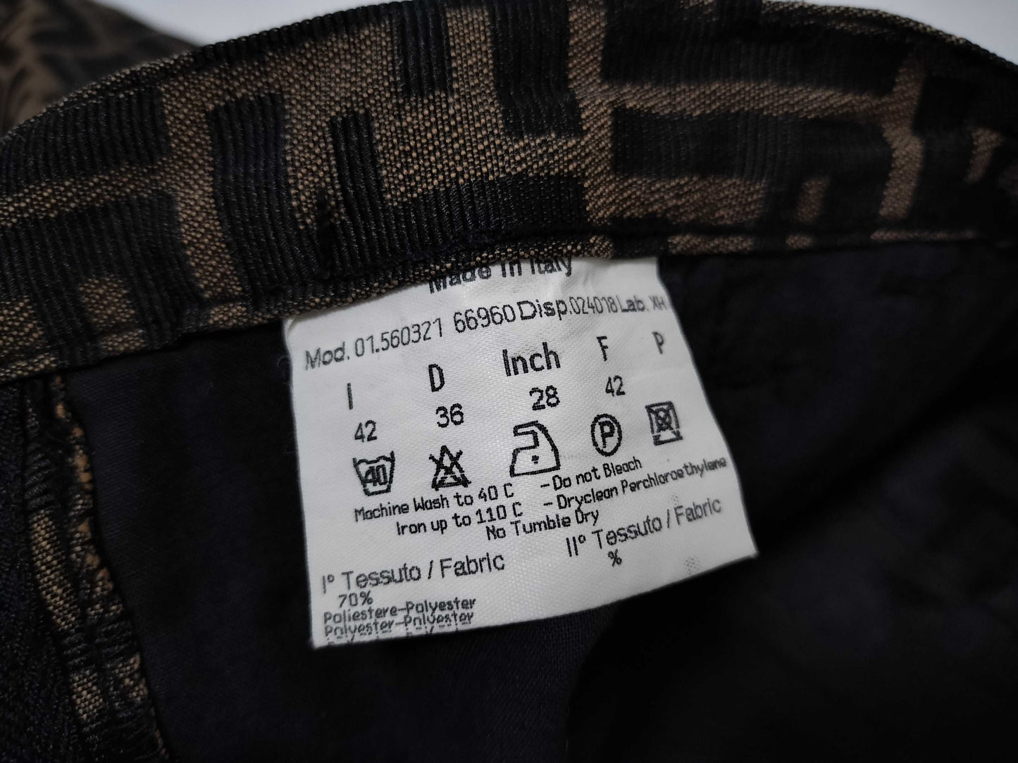 FENDI Zucca print pants, size 42, with tags.