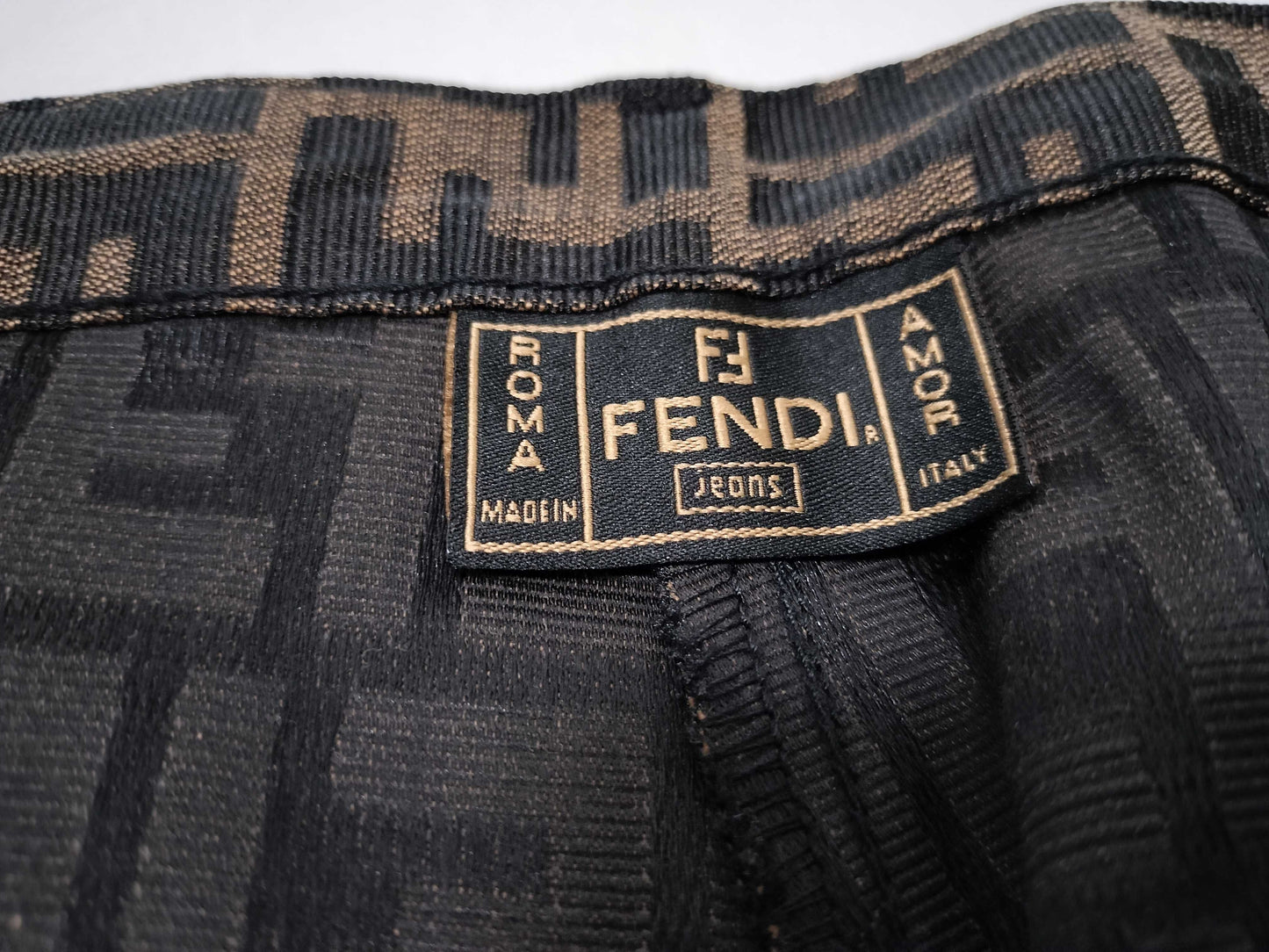 FENDI Zucca print pants, size 42, with tags.
