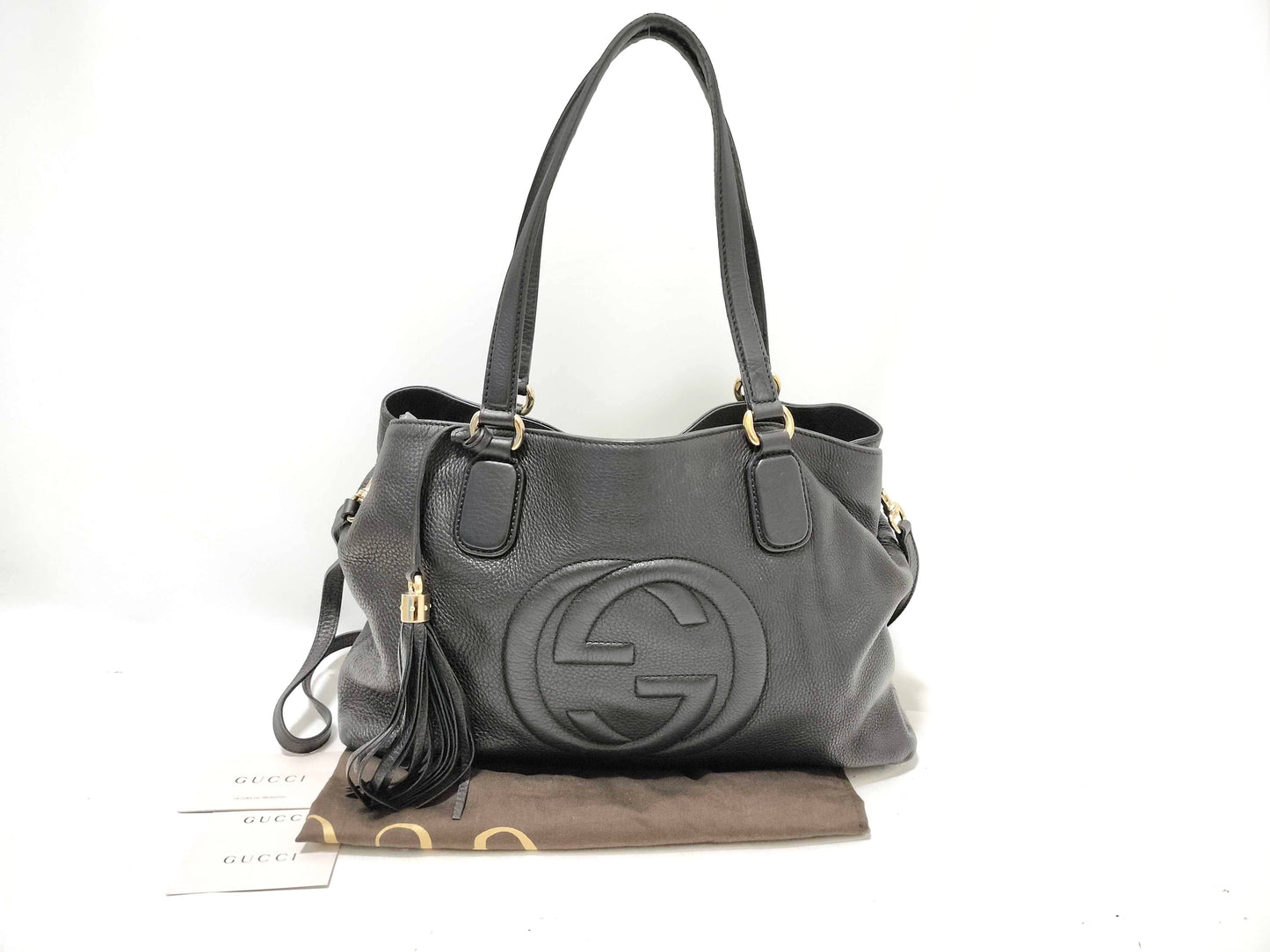 Gucci Tote Bag Shoulder Bag 2-Way Interlocking Soho Black Tote Bag