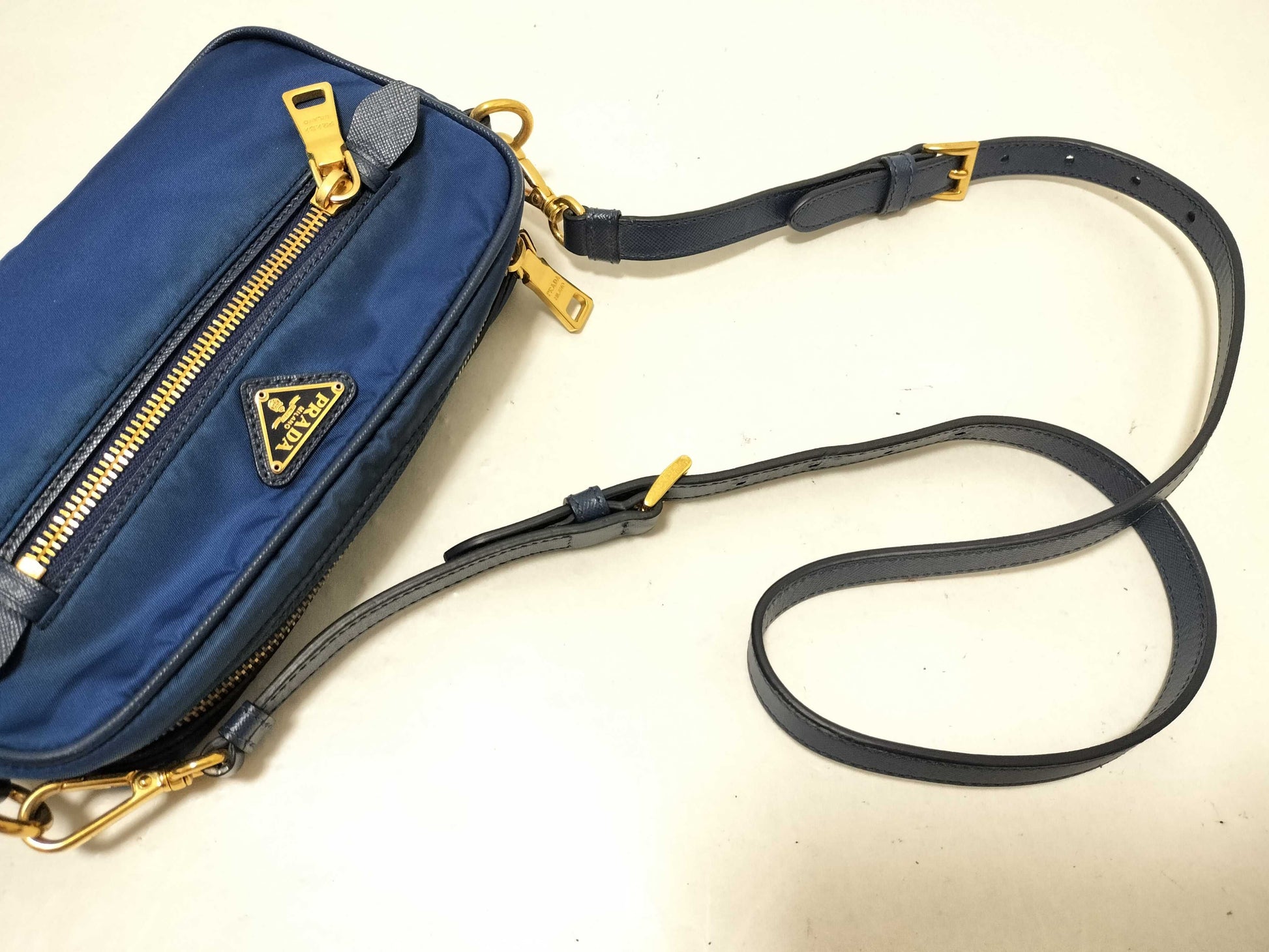 PRADA Nylon Prada Shoulder Bag with Triangle Logo