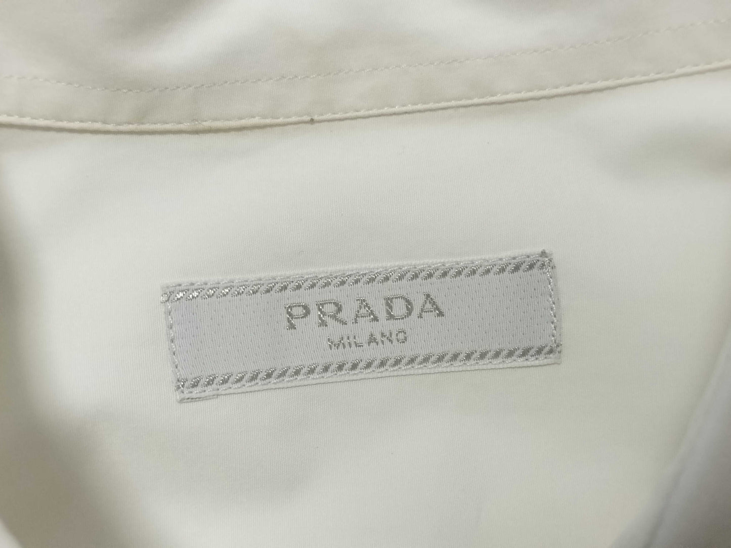 PRADA Prada Shirt Blouse Long Sleeve Triangle Logo Rhinestone White M Shirt