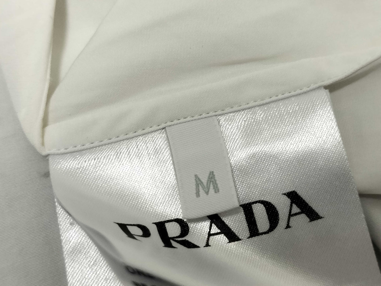 PRADA Prada Shirt Blouse Long Sleeve Triangle Logo Rhinestone White M Shirt