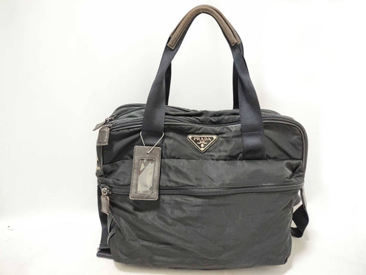PRADA Nylon Prada Business Bag 2-Way Triangle Logo Black Business Bag