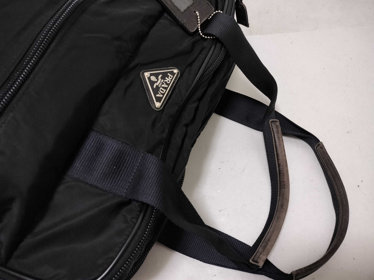 PRADA Nylon Prada Business Bag 2-Way Triangle Logo Black Business Bag