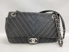CHANEL Chain Shoulder Bag with Studs, Black, Silver Hardware, 24 Series