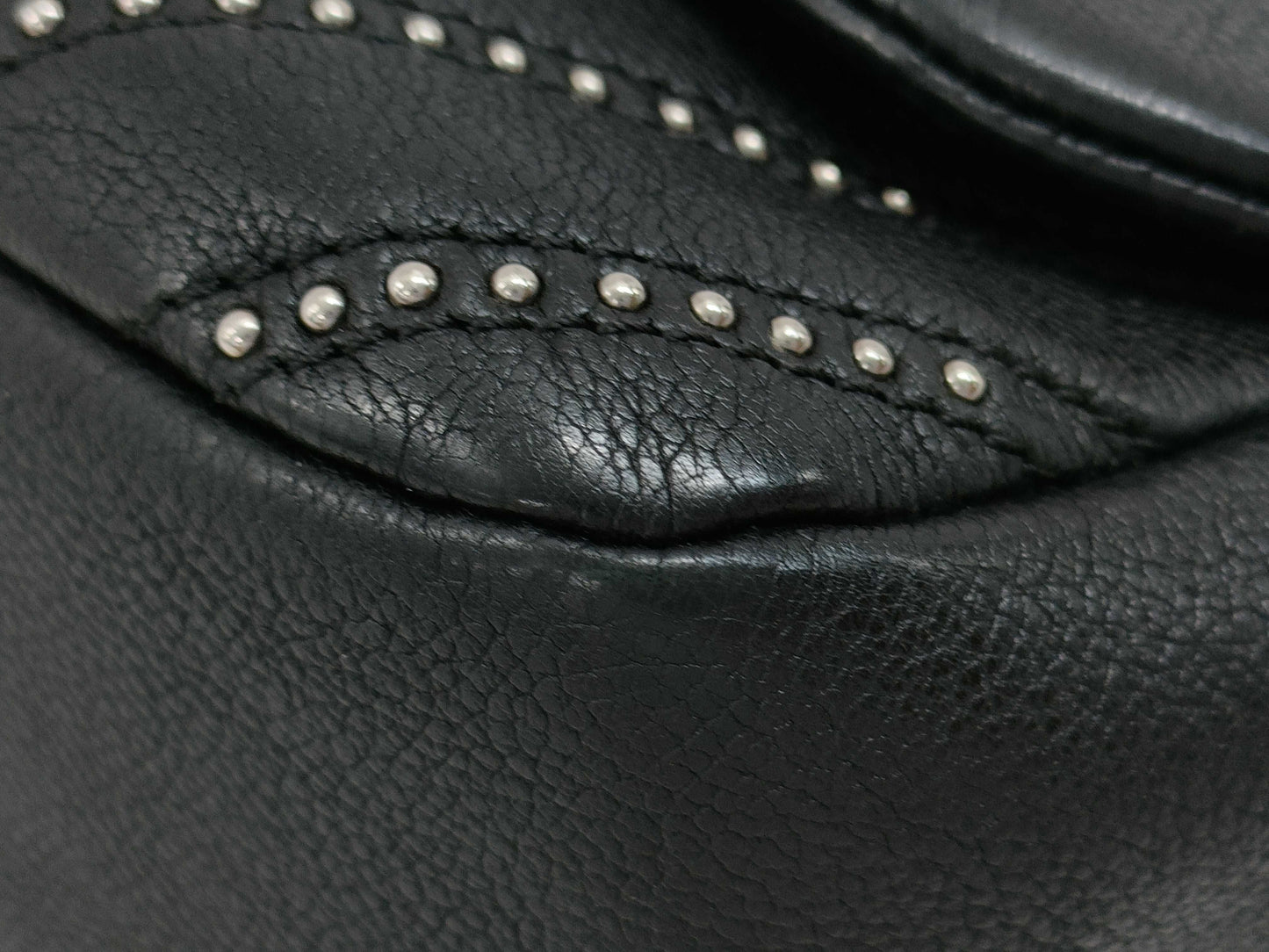 CHANEL Chain Shoulder Bag with Studs, Black, Silver Hardware, 24 Series