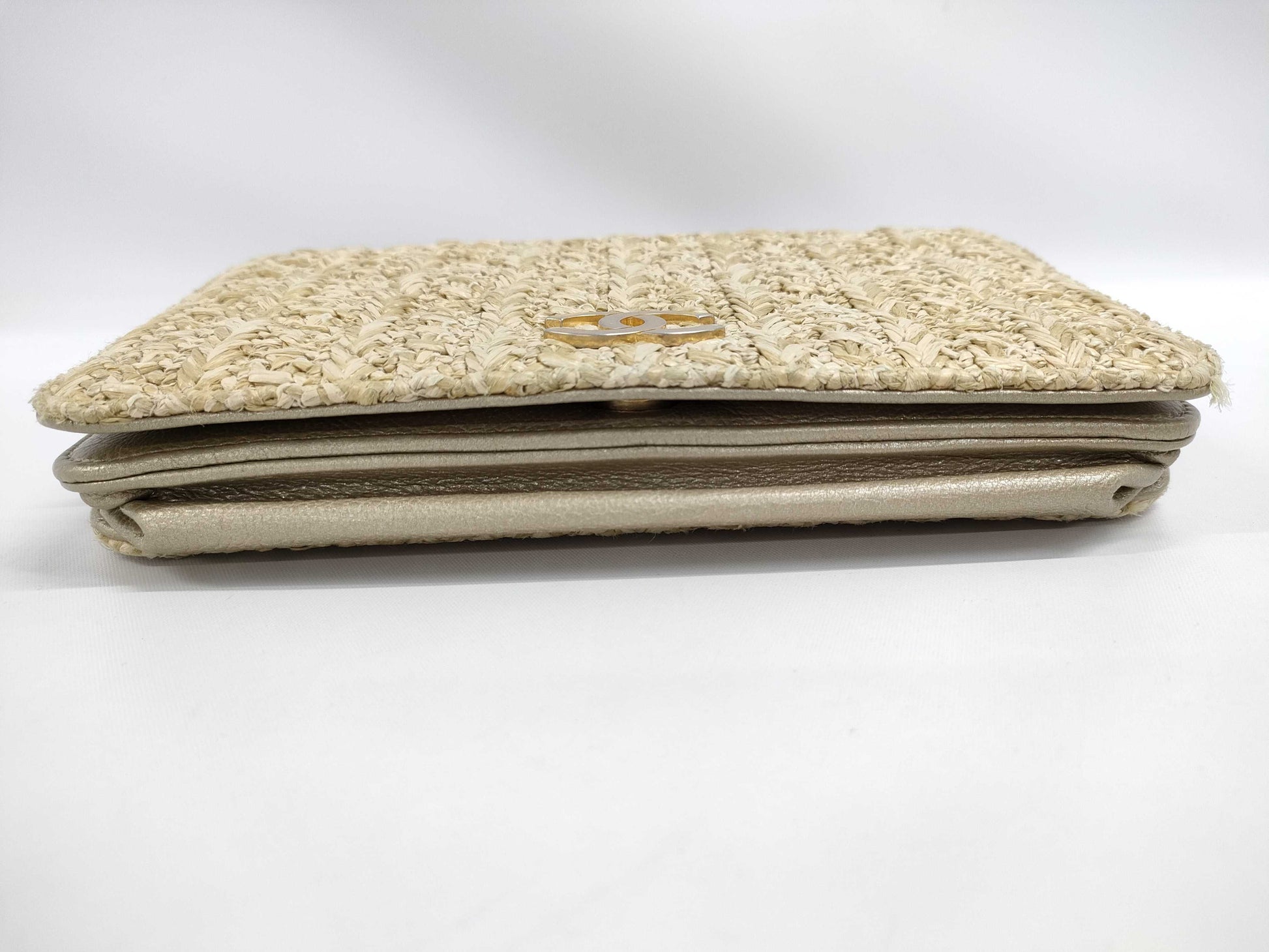 CHANEL Matelasse Raffia Chain Wallet, Beige, Owl Design, 25 Series