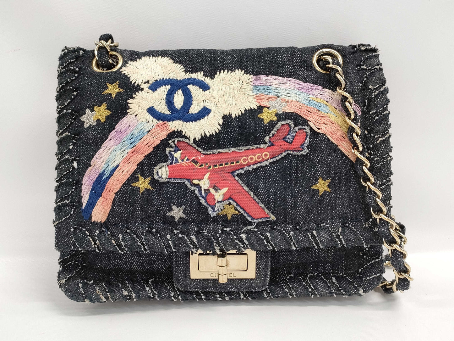 CHANEL Night Flight Indigo Denim Chain Shoulder Bag, 10 Series