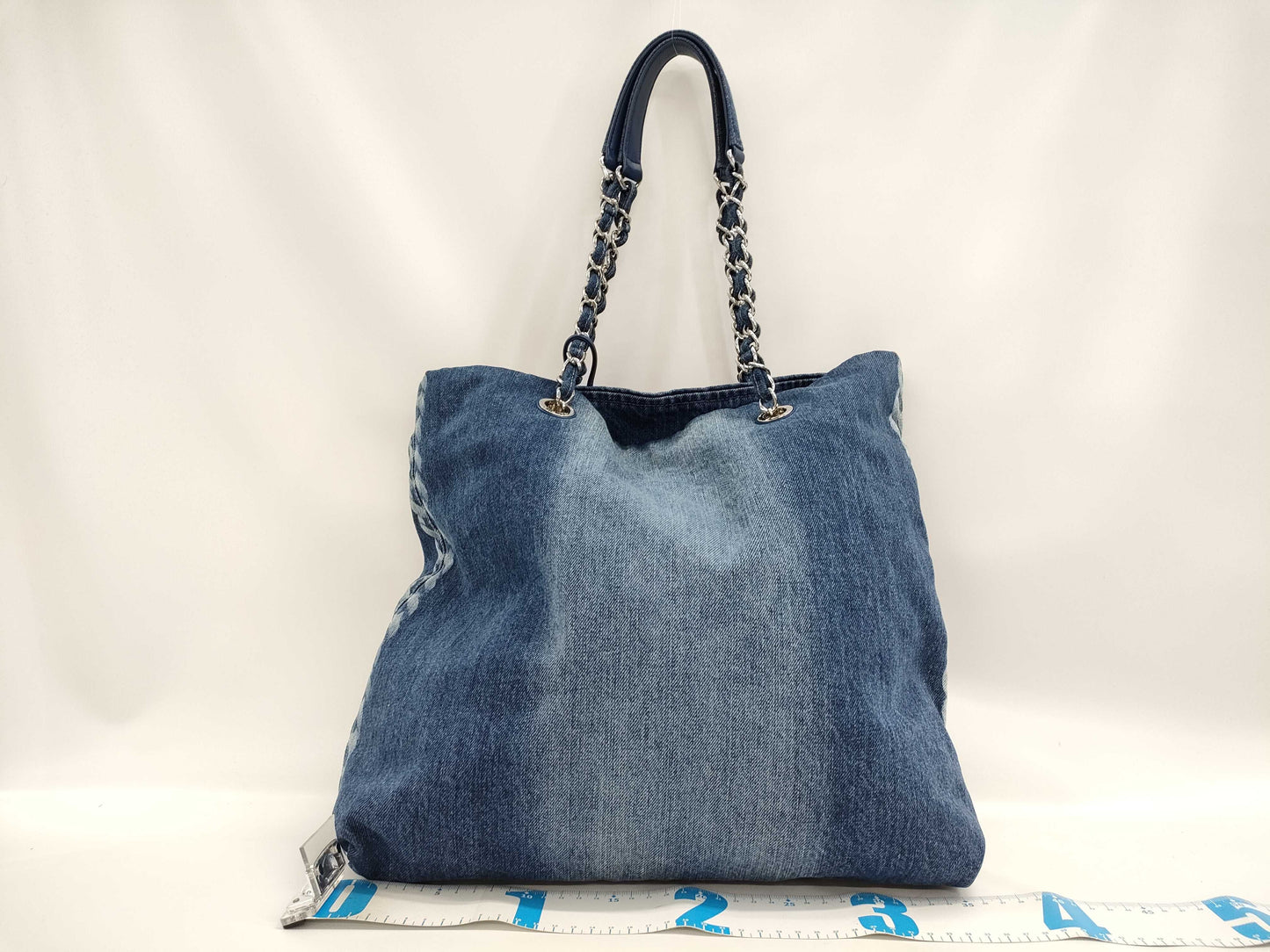 CHANEL Denim Blue Chain Shoulder Tote Bag, No. 27