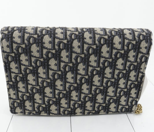 Dior Saddle Oblique Navy Chain Shoulder Bag