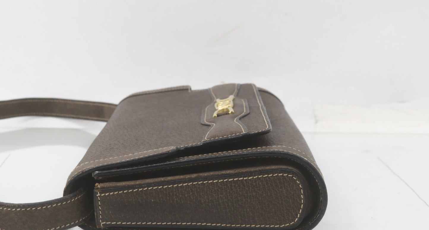 CELINE Vintage Leather Brown Shoulder Bag