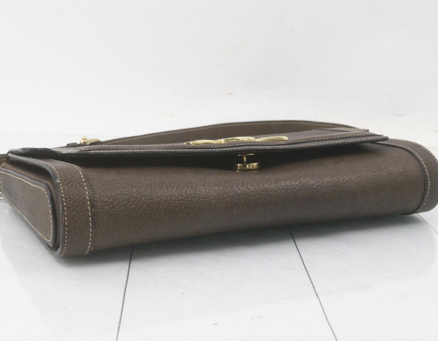 CELINE Vintage Leather Brown Shoulder Bag
