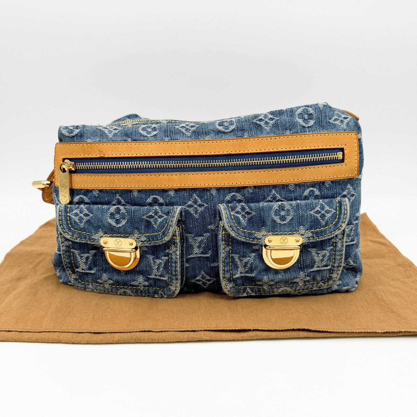 LOUIS VUITTON Monogram Denim Baggy PM M95049 Handbag with Dust Bag Included Shoulder Bag