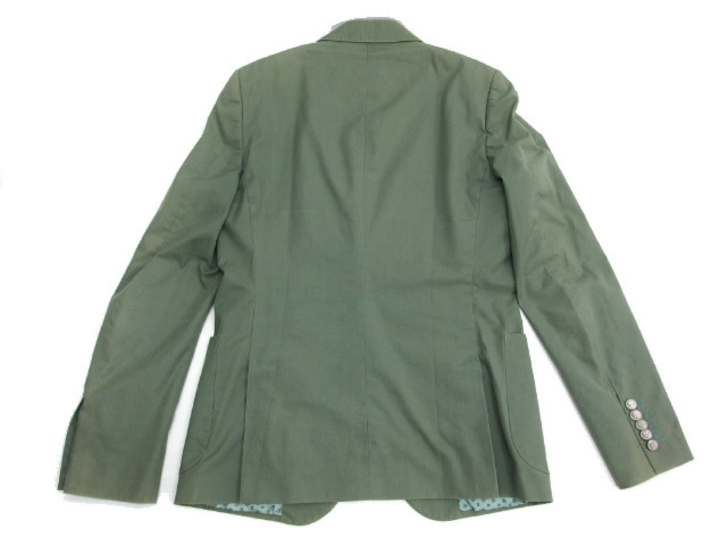GUCCI Men's Blazer, Tailored Jacket, Cotton with Silk Lining, Khaki Green, Silver Buttons, Size 48