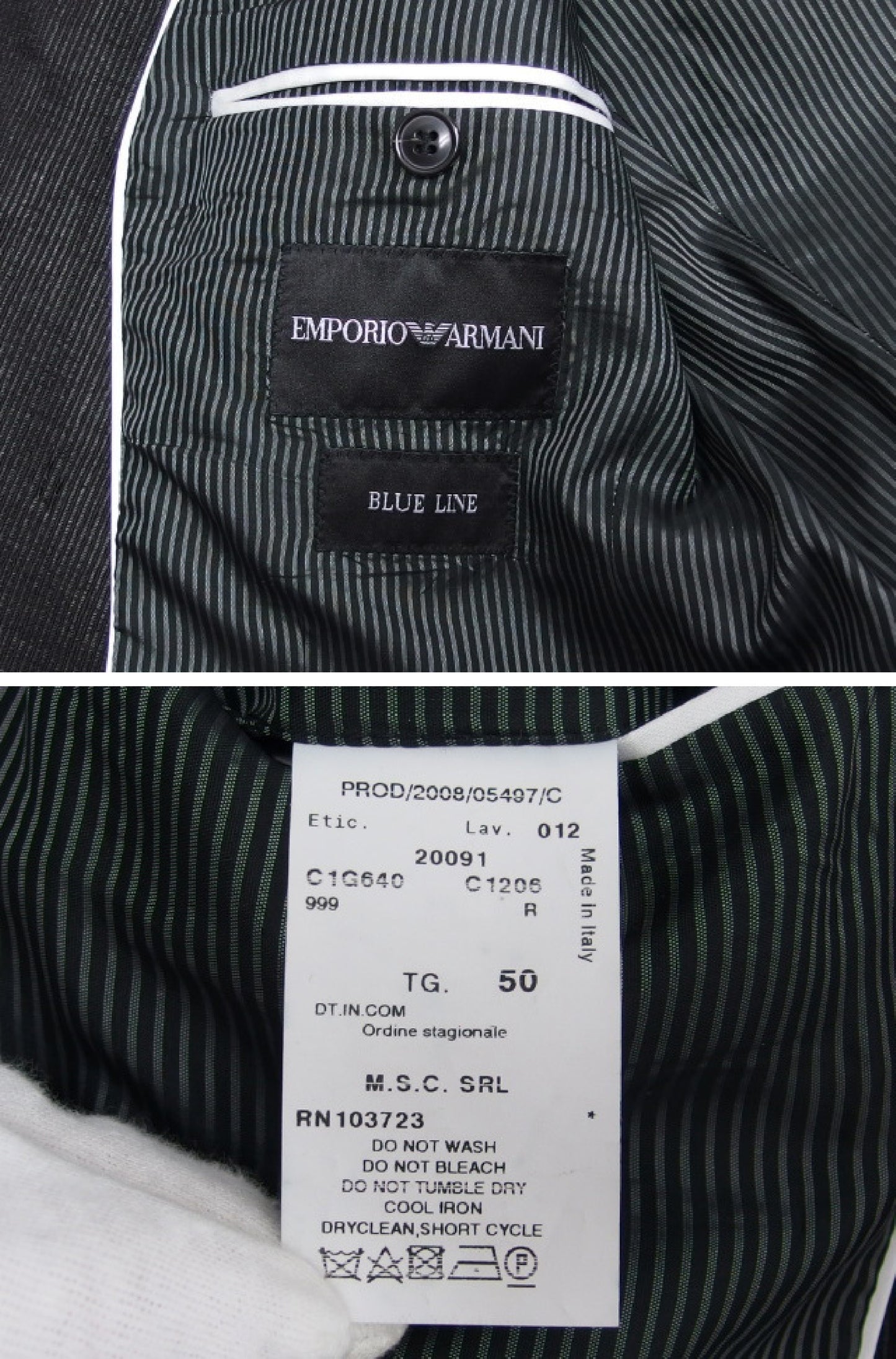 EMPORIO ARMANI EMPORIO ARMANI EMPORIO ARMANI BLUE LINE Tailored Jacket, Linen, Black, Men's, Size 50