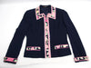 LEONARD LEONARD FASHION LEONARD Jacket Navy Floral Print with Collar 0351701 Size 11