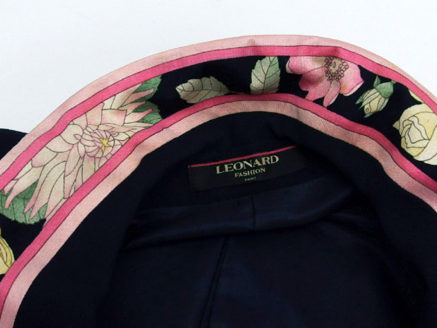 LEONARD LEONARD FASHION LEONARD Jacket Navy Floral Print with Collar 0351701 Size 11