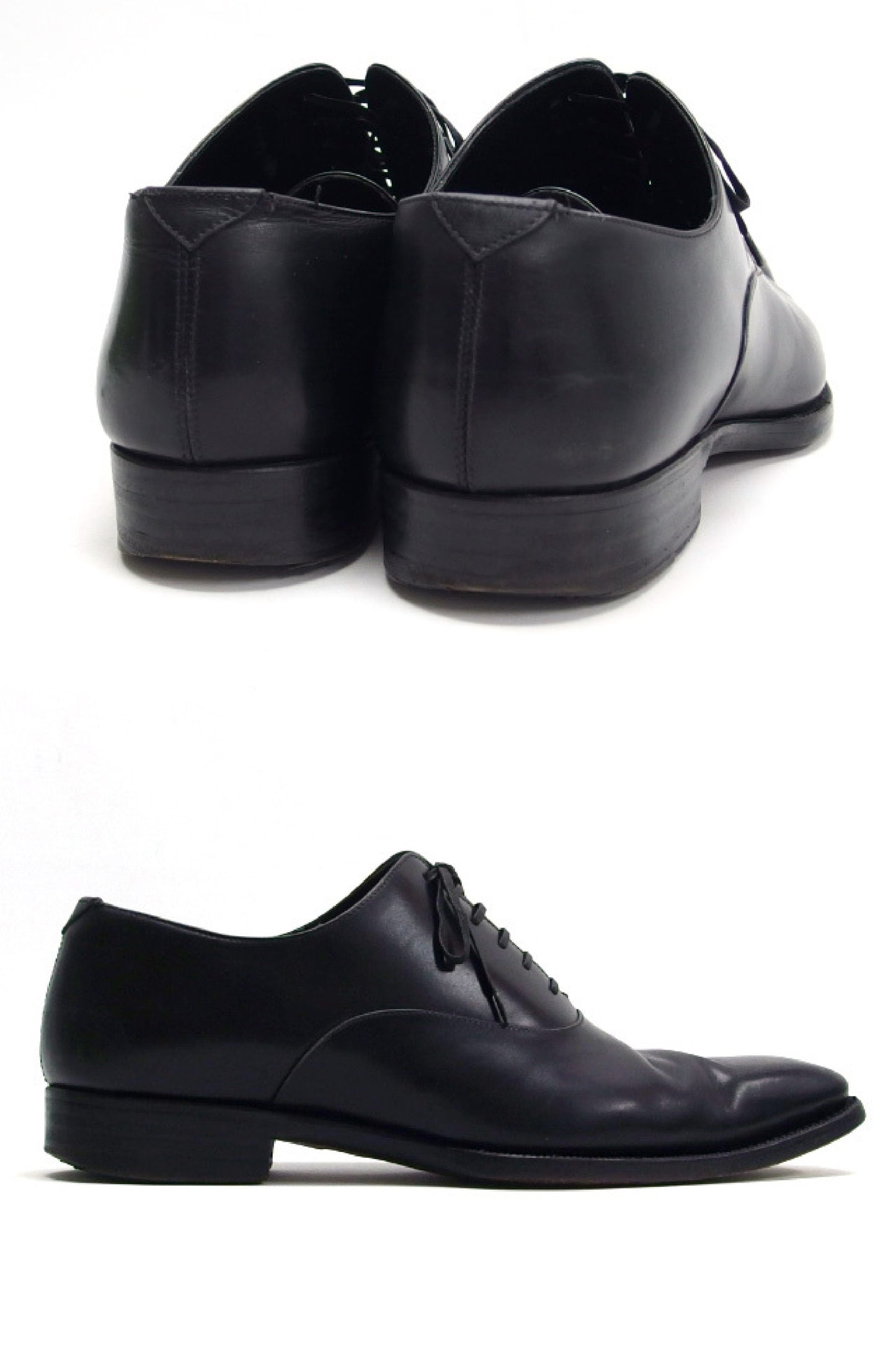 GUCCI Leather Lace-Up Business Shoes Loafers Black Men's Size 42
