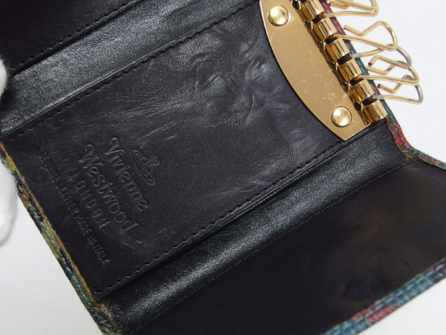 Vivienne Westwood 6-Key Case with Check Pattern and Orb Logo, Multicolor