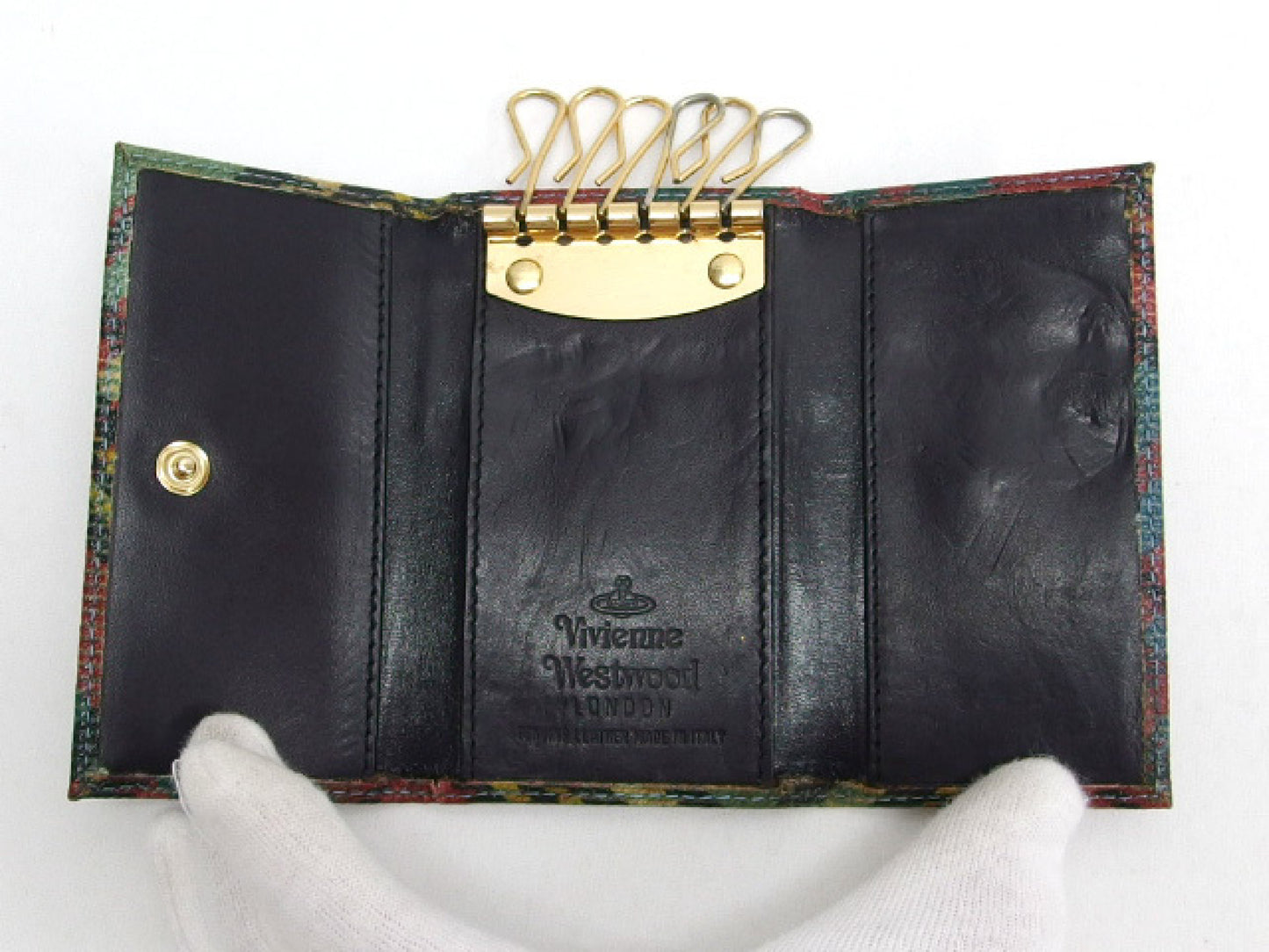 Vivienne Westwood 6-Key Case with Check Pattern and Orb Logo, Multicolor