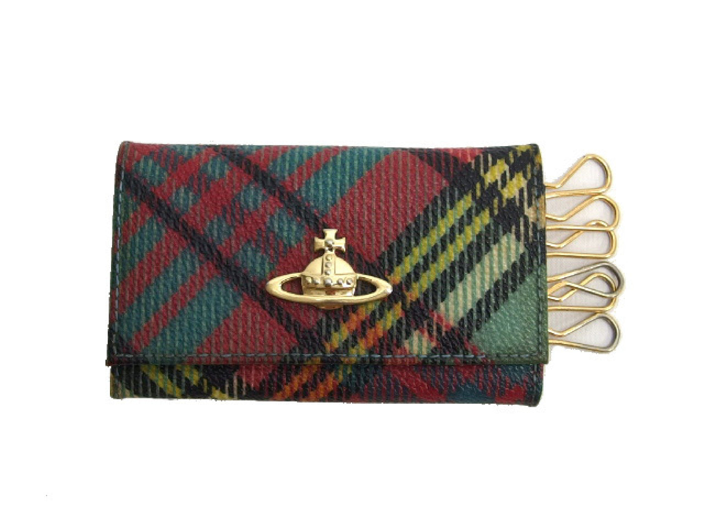 Vivienne Westwood 6-Key Case with Check Pattern and Orb Logo, Multicolor