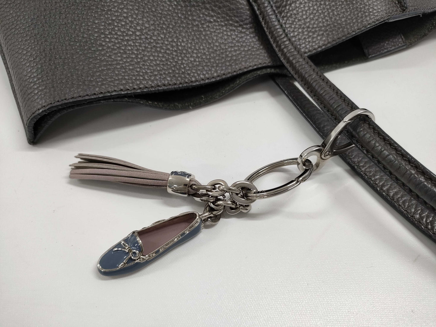 TODS Brown Leather Tote Bag with Charm