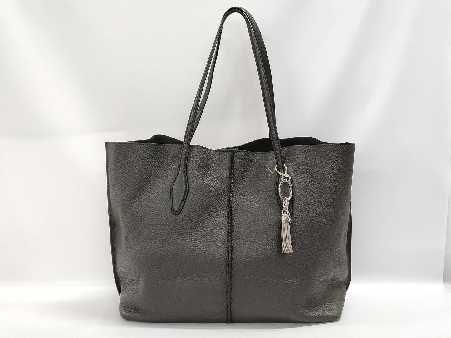TODS Brown Leather Tote Bag with Charm