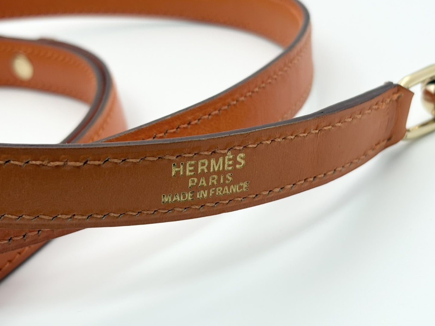 HERMES Kelly Leash, G Stamp, Pet Supplies, Leather, Orange with Gold Hardware, Other Accessories