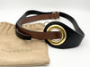 BURBERRY Grommet Detail Lambskin Waistband Belt, Size S/M, Open Circle Leather Belt, Two-Tone Black and Brown
