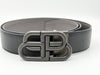 BALENCIAGA BB Logo Reversible Leather Belt, Black and Gray