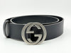 GUCCI 546389 Interlocking G Leather Belt 85/34 Navy