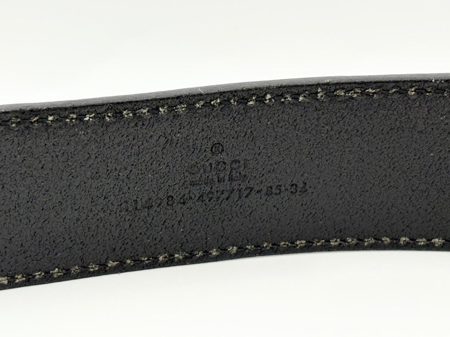 GUCCI 114984 Interlocking G Leather Belt 85/34 Black Belt