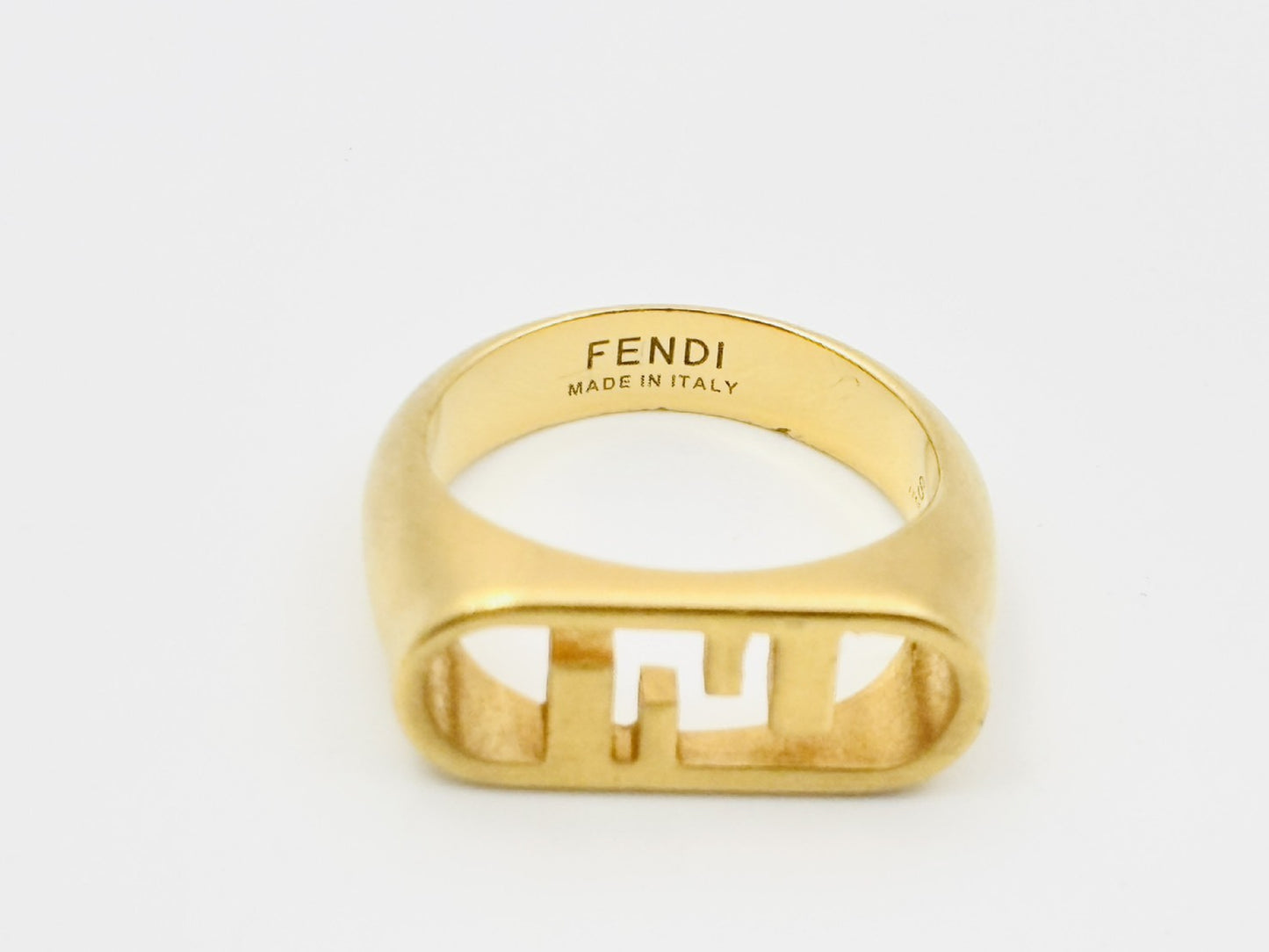 FENDI Orlock FF Logo Ring #S Gold Ring