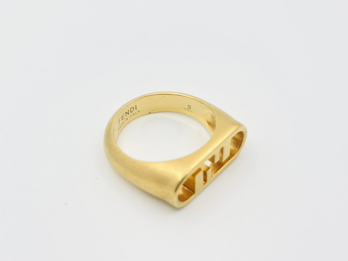 FENDI Orlock FF Logo Ring #S Gold Ring