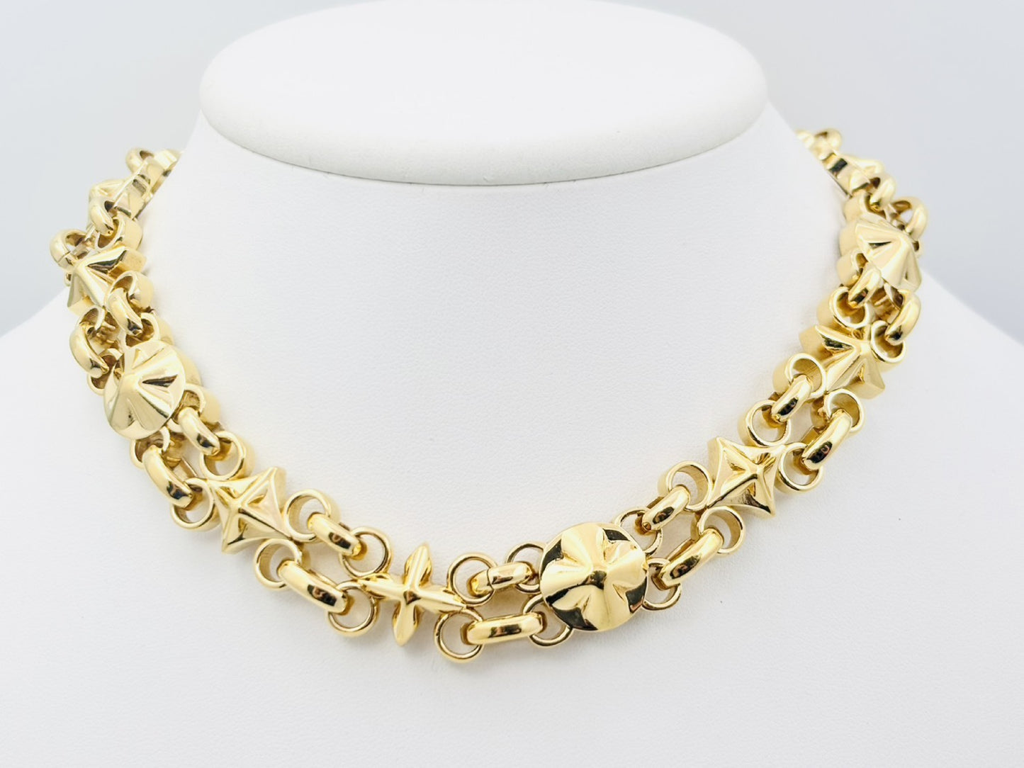 LOUIS VUITTON M01031 My Flower Chain Choker Necklace, Gold, RY3232