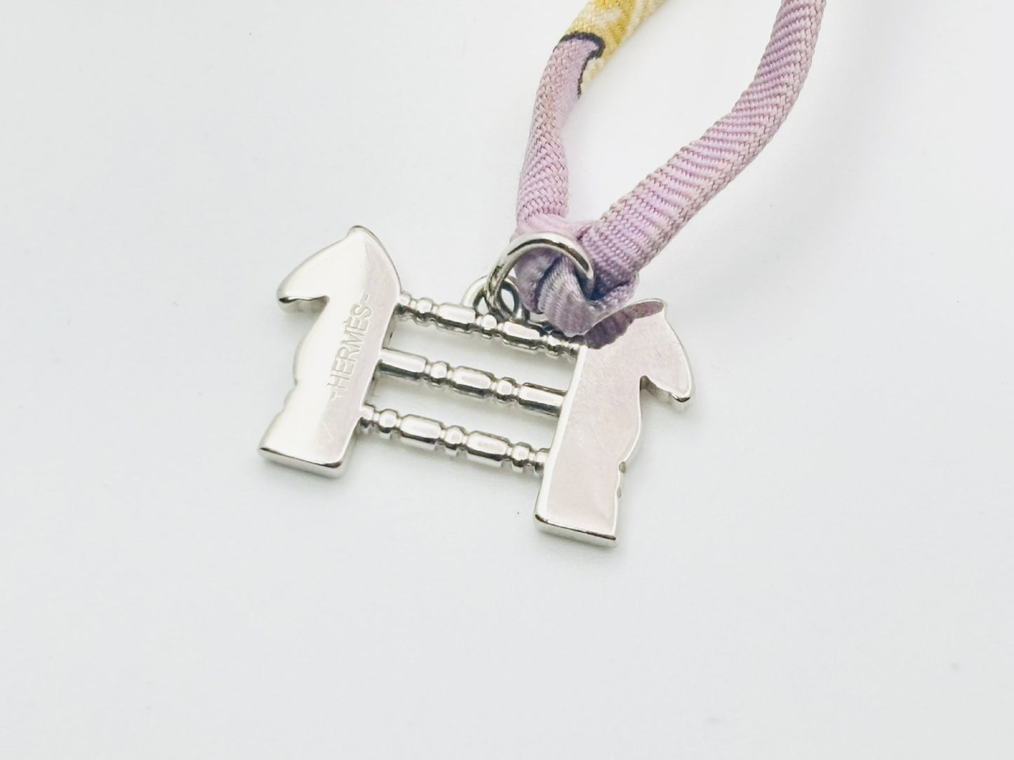 HERMES Tourbillon Horse Charm Cheval Silk Necklace