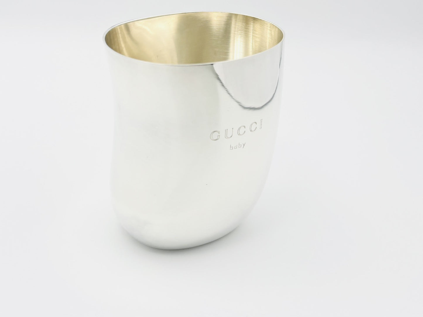 GUCCI Baby GG Logo 9000L Cup/Tumbler, 925 Sterling Silver, 107.5g, Silverware, Other Accessories
