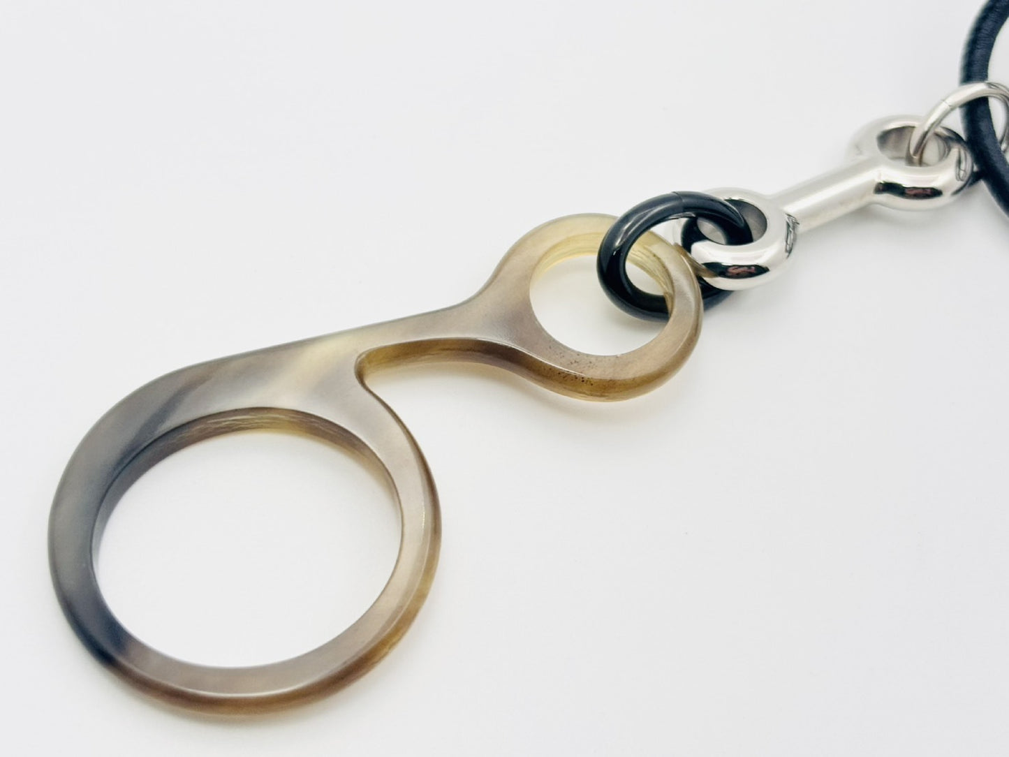 HERMES Rhapsody Buffalo Horn Long Leather Cord Pendant Necklace