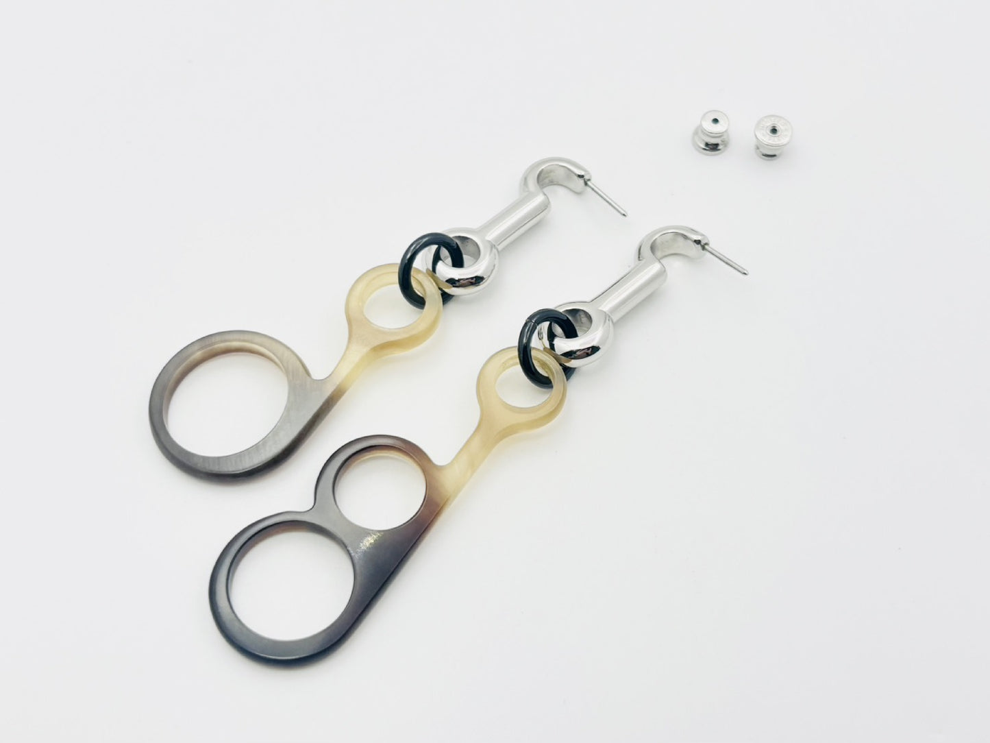 HERMES Rhapsody Buffalo Horn Asymmetrical Earrings