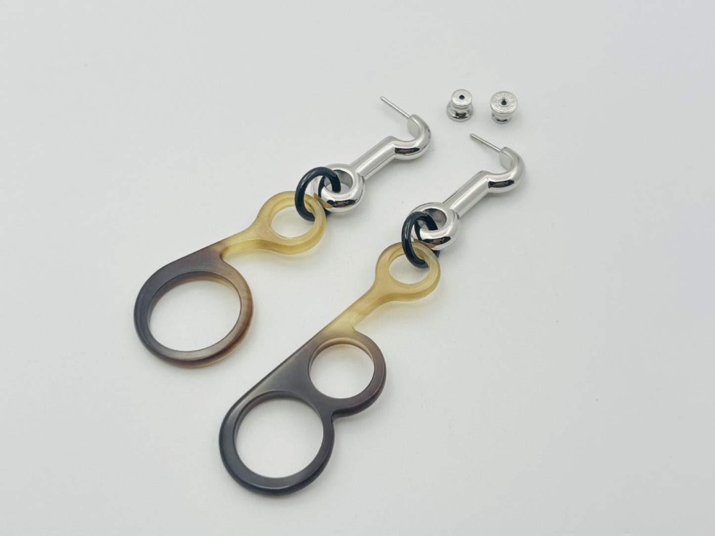 HERMES Rhapsody Buffalo Horn Asymmetrical Earrings