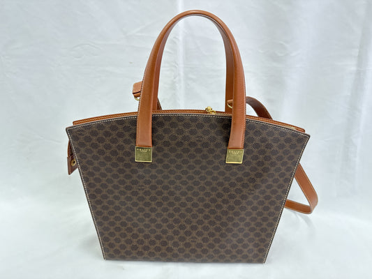 CELINE Macadam PVC 2-Way Tote Bag with Logo Plate, Shoulder Bag, Handbag