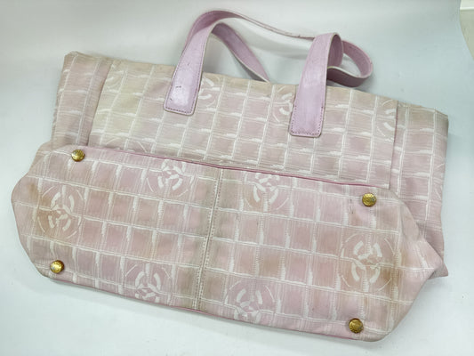 CHANEL New Travel Tote Bag Pink Canvas Tote Bag