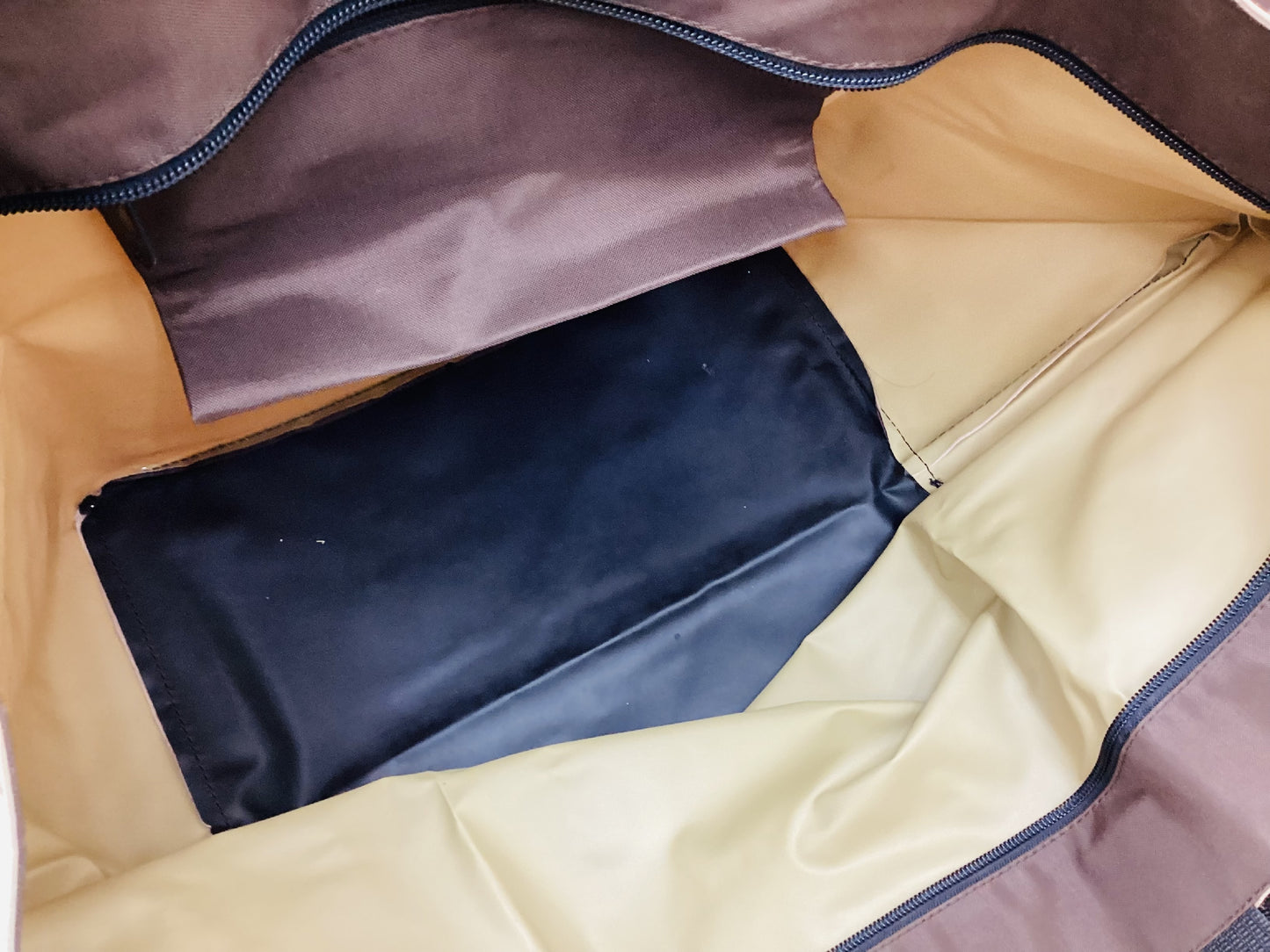 Herve Chapelier Bag, Extra Large, Pink Beige x Brown Boston Bag