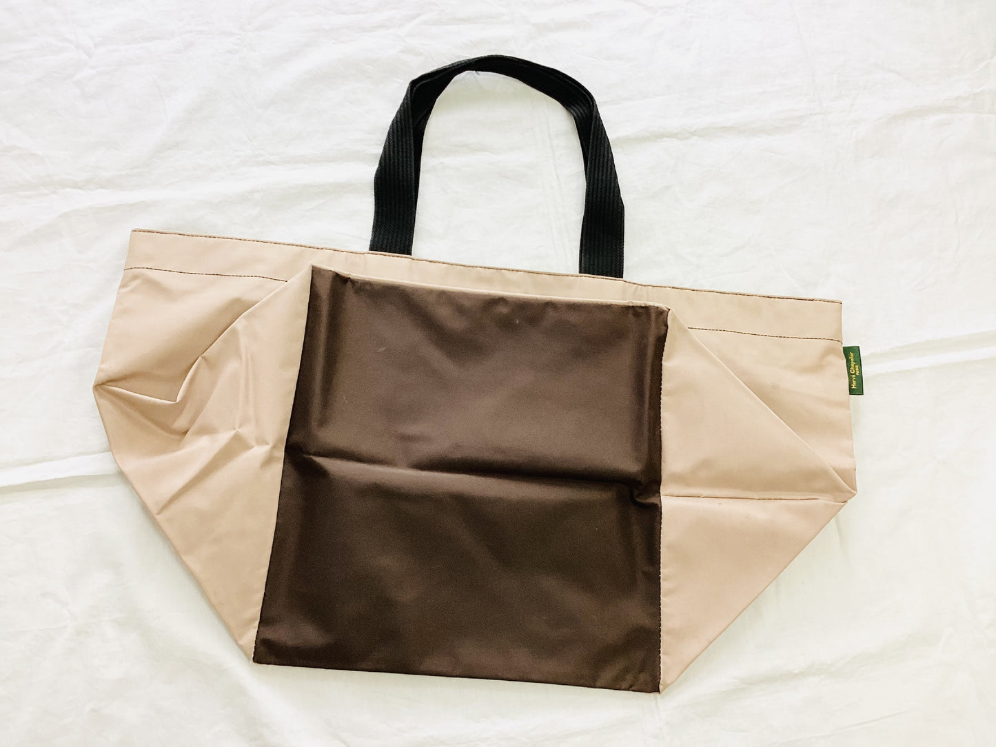 Herve Chapelier Bag, Extra Large, Pink Beige x Brown Boston Bag